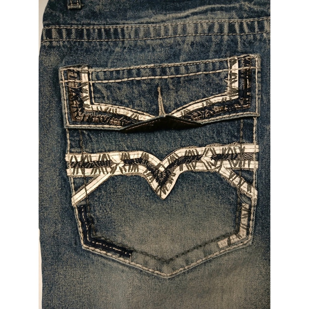 Gramercy GS115 Mens Slim Fit Distressed Embroidered Denim Shorts Blue VTG Sz 38 - Picture 10 of 10